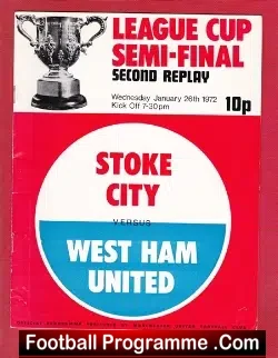 Stoke City v West Ham United 1972 FA Cup Semi Final Old Trafford - football programme