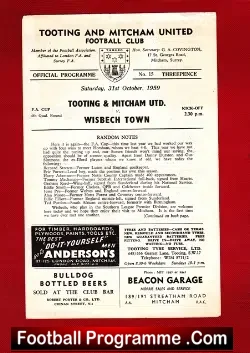Tooting Mitcham United v Wisbech Town 1959