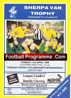 Torquay United v Wolves 1989 – Trophy Cup Final
