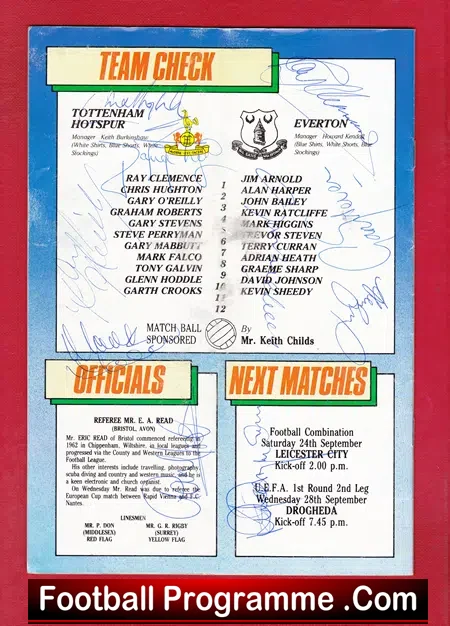 Tottenham Hotspur v Everton 1983 – Multi Autographed