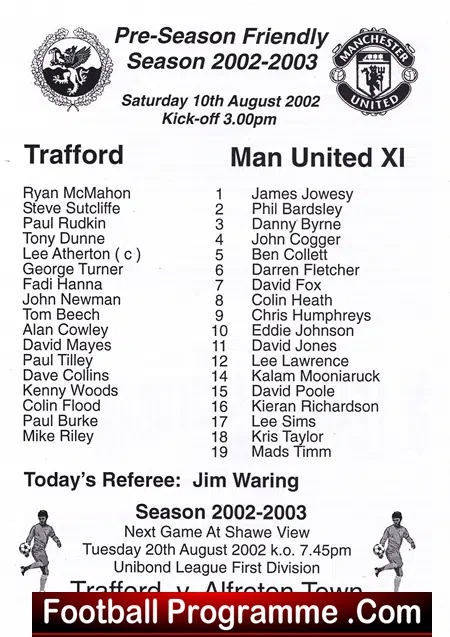 Trafford v Manchester United 2002 Unibond League Under 19s ERROR