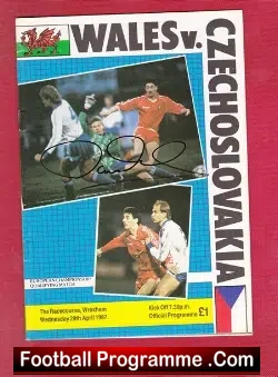 Wales v Czechoslovakia 1987 – Multi Autographed Signed