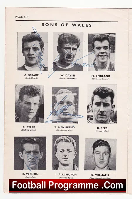 Wales v England 1965 – Multi Autographed Signed