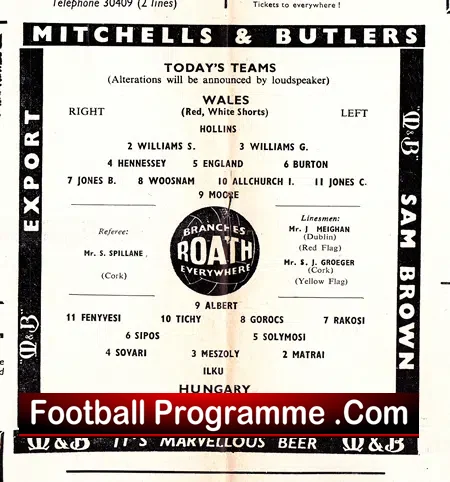 Wales v Hungary 1963 – European Nations Match