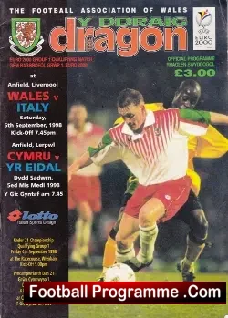 Wales v Italy 1998 – at Liverpool – Euro 2000 Qualifying