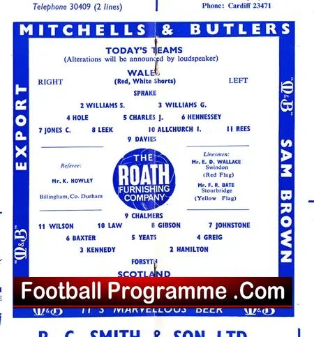 Wales v Scotland 1964 – Jimmy Johnstone & Ron Yeats Debut