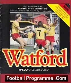 Watford v Levski Spartak Sofia 1983 - UEFA Cup - football programme