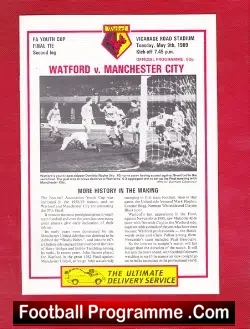 Watford v Manchester City 1989 - Youth Cup Final - football programme