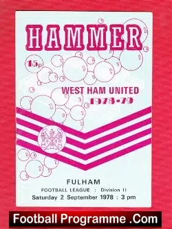West Ham United v Fulham 1978 - football programme