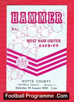 West Ham United v Notts County 1978