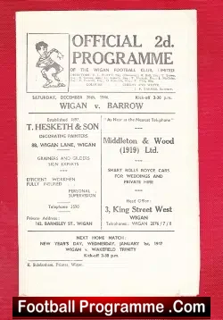 Wigan Rugby v Barrow 1946