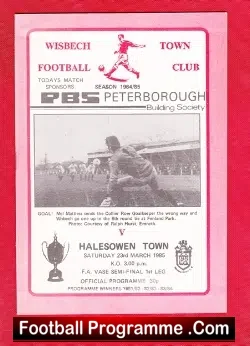 Wisbech Town v Halesowen Town 1985 - Semi Final - football programme
