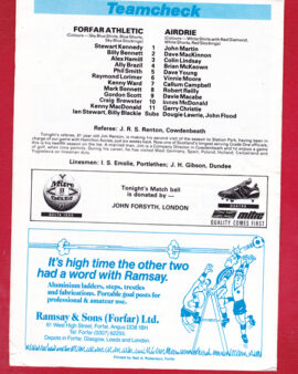Forfar Athletic v Airdrieonians Aidrie 1987 – Multi Autographed