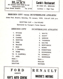 Brechin City v Dunfermline Athletic 1978 – Multi Autographed