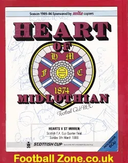 Heart Of Midlothian v St Mirren 1986 - Multi Signed Autographs