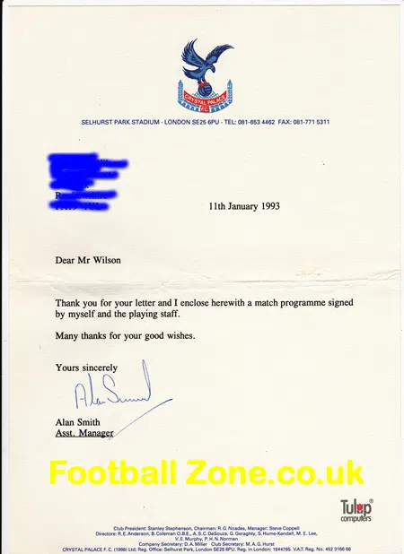 Crystal Palace v Sheffield Wednesday 1992 - Multi Autographed