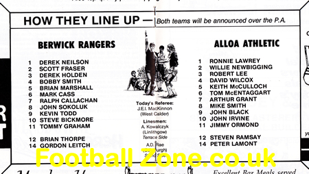 Berwick Rangers v Alloa Athletic 1990 – Autographed