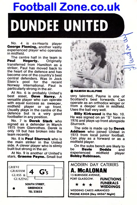 Greenock Morton v Dundee United 1978 - Multi Autographed SIGNED