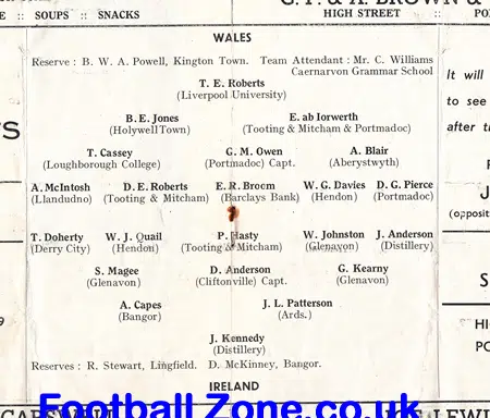 Wales v Ireland 1961 - Played at Porthmadog