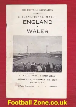 England v Wales 1958 - at Aston Villa