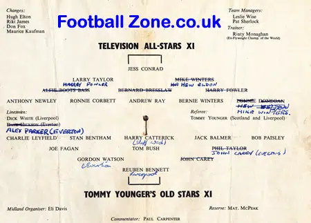 Television All Stars v Tommy Younger Old Stars 1958 – Liverpool