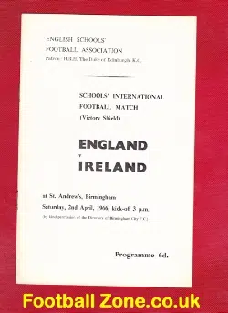 England v Ireland 1966 – Schoolboys Match at Birmingham