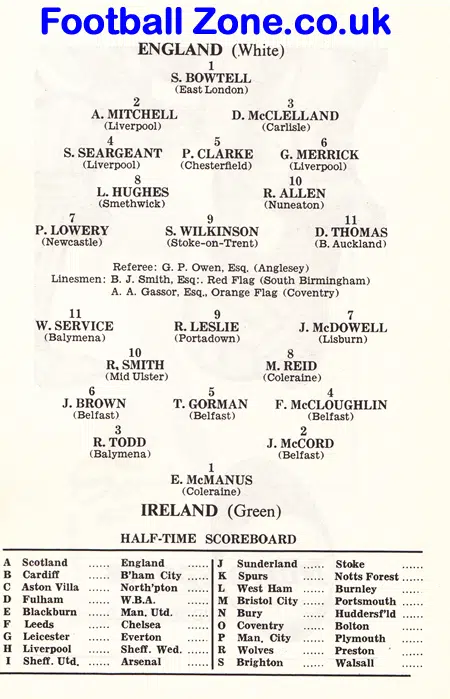 England v Ireland 1966 – Schoolboys Match at Birmingham