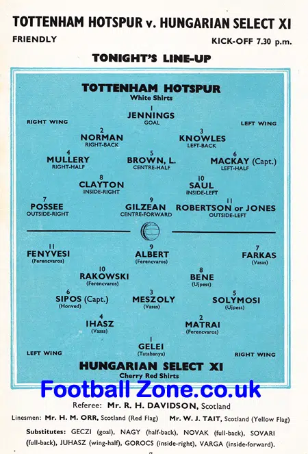 Tottenham Hotspur v Hungarian Select X1 1965 – Hungary