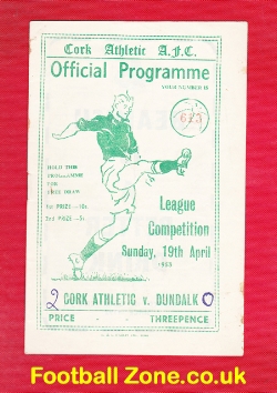 Cork Athletic v Dundalk 1953 – Multi Autographed Signed