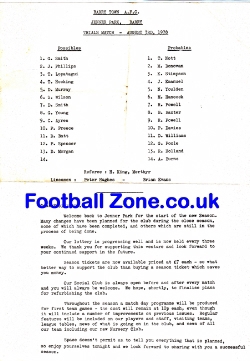 Barry Town Possibles v Probables 1978