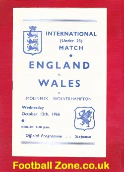 England v Wales 1966 - U23 at Wolves + John Toshack