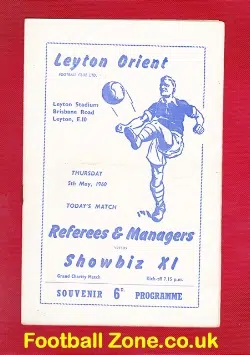 Referees + Managers v Showbiz X1 1960 – at Leyton Orient