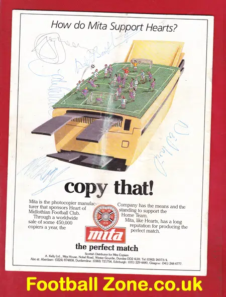Heart Of Midlothian v Clydebank 1986 - Multi Autographed SIGNED
