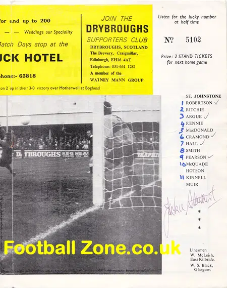 Dumbarton v St Johnstone 1973 - Multi Autographed Signed