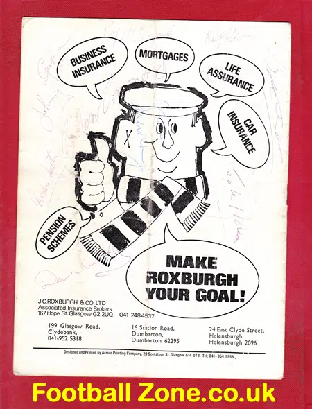 Dumbarton v St Johnstone 1973 - Multi Autographed Signed