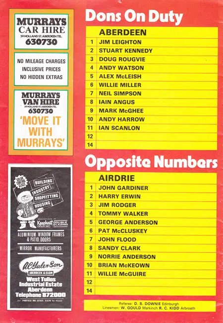 Aberdeen v Airdrieonians Aidrie 1981 – Multi Autographs + Photos