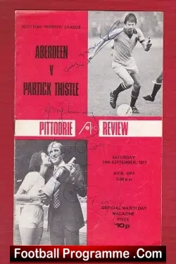 Aberdeen v Partick Thistle 1977 – Multi Autographed SIGNED