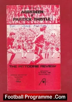 Aberdeen v Partick Thistle 1980 – Multi Autographed Signed