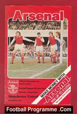 Arsenal v Manchester United 1978 - football programme
