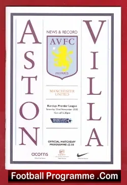 Aston Villa v Manchester United 2008