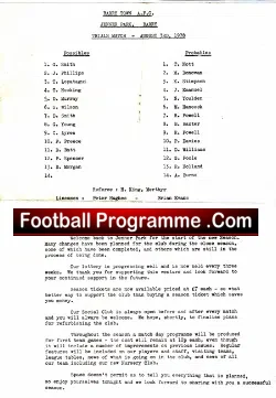 Barry Town Possibles v Probables 1978