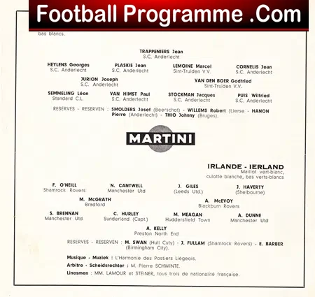 Belgium v Ireland 1966
