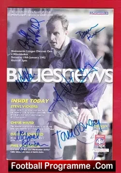 Birmingham City v Wimbledon 2002 - Multi Autographed - football programme