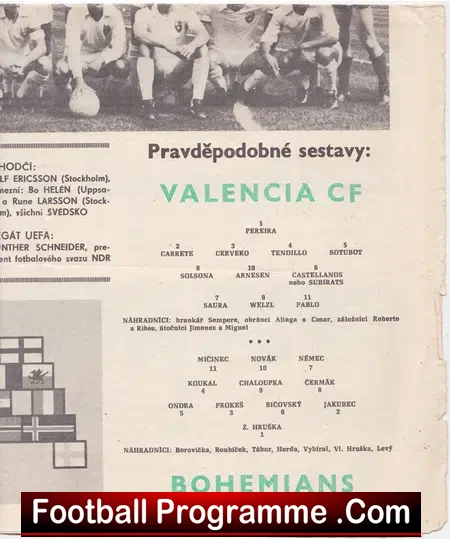 Bohemian v Valencia 1981 – Multi Autographed Signed