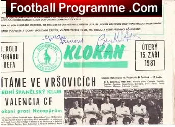 Bohemian v Valencia 1981 – Multi Autographed Signed