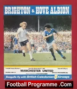 Brighton Hove Albion v Manchester United 1980 - football programme