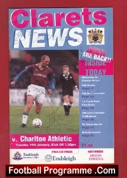 Burnley v Charlton Athletic 1995 - Multi Autographed Signed - football programme