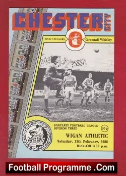 Chester City v Wigan Athletic 1988 - Multi Autographed - football programme