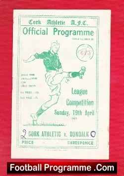 Cork Athletic v Dundalk 1953 – Multi Autographed Signed