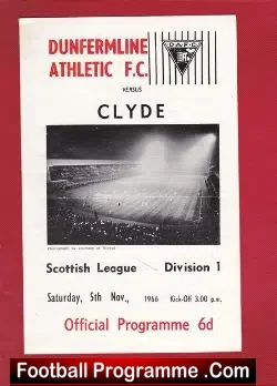 Dunfermline Athletic v Clyde 1966 - Mike Judge Autograph - football programme